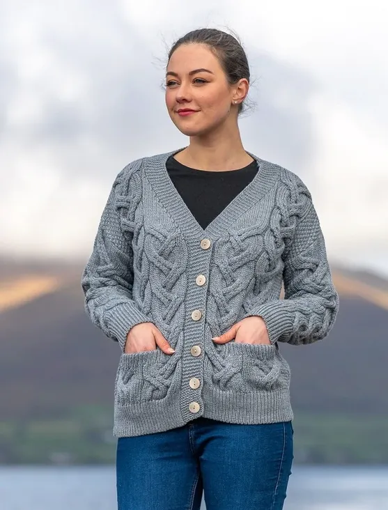 Super Soft Merino Wool Chunky Cable Knit Cardigan