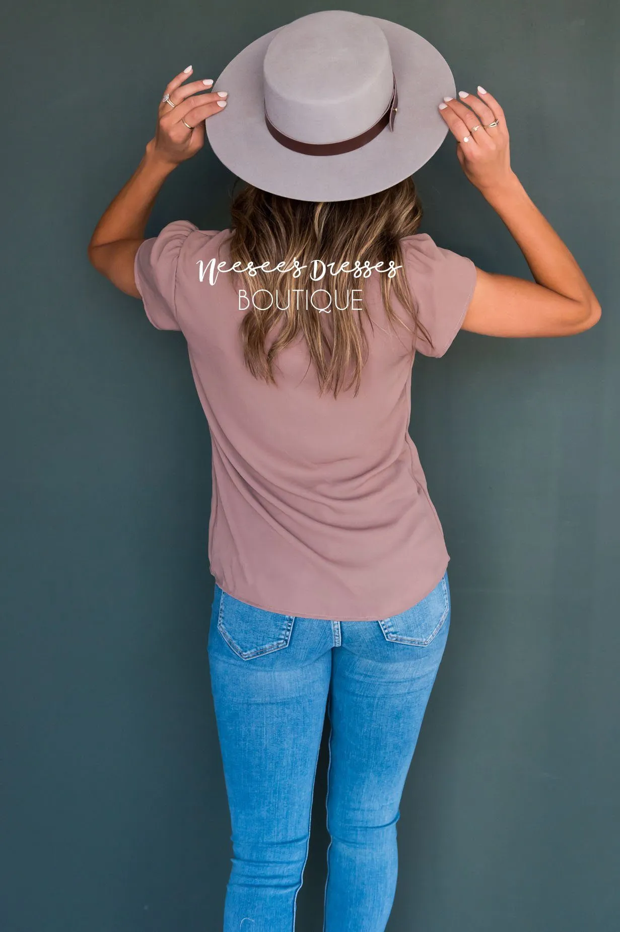 Taupe Chiffon Tulip Sleeve Top