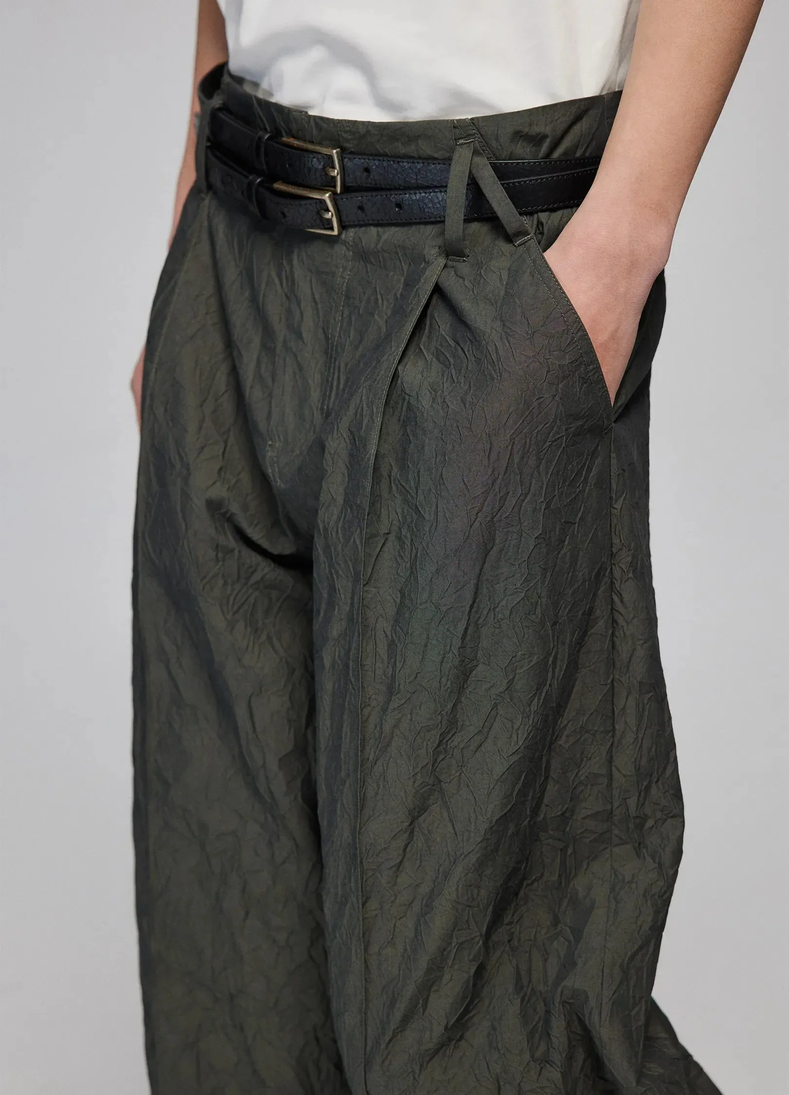 Textured Loose Wide-Leg Pants