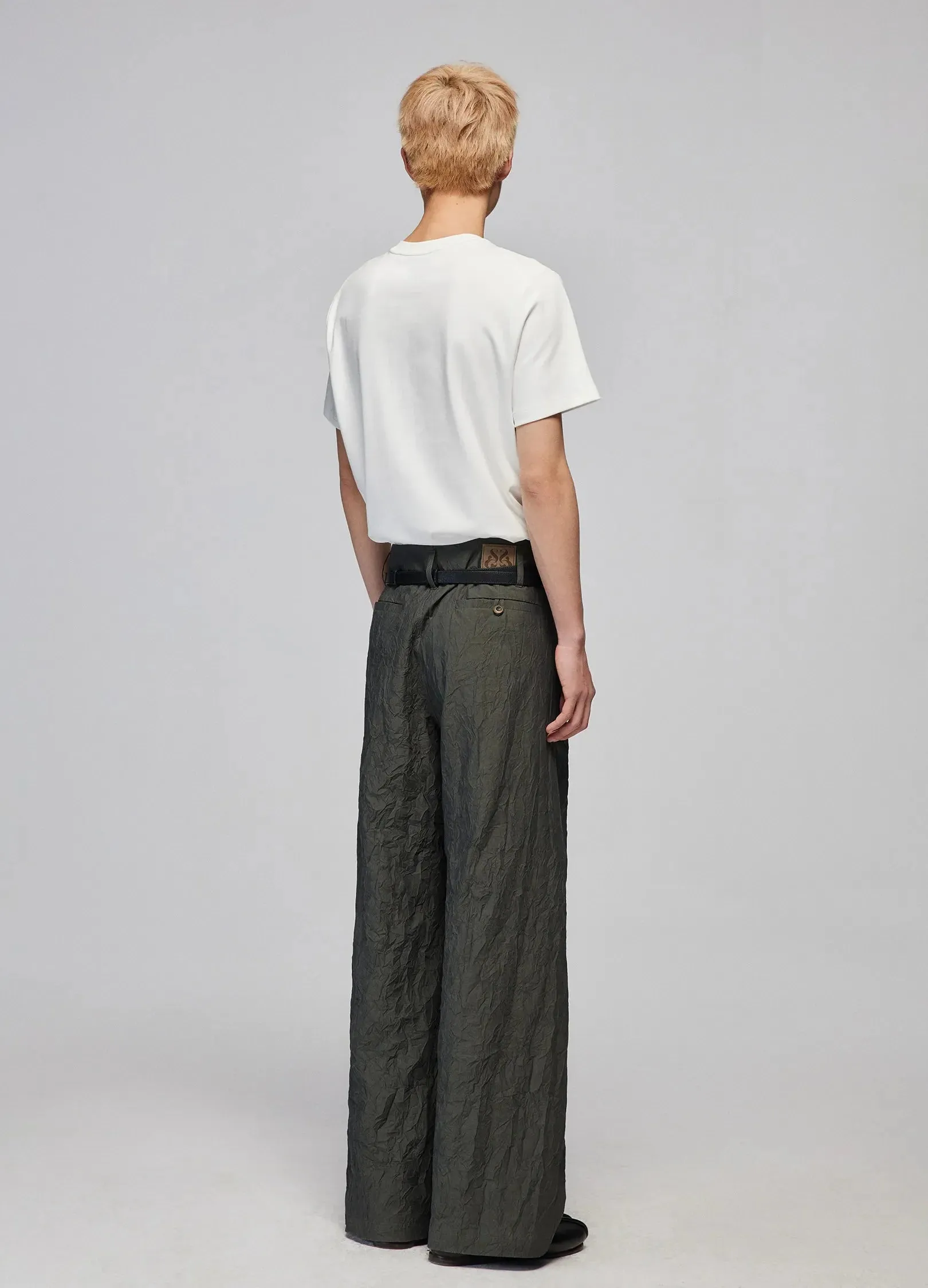 Textured Loose Wide-Leg Pants