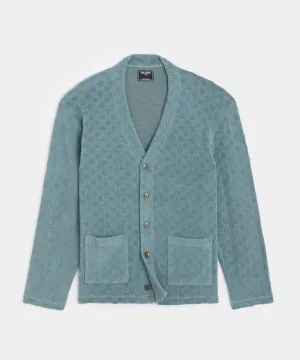 Tile Terry Cardigan in Green Pewter