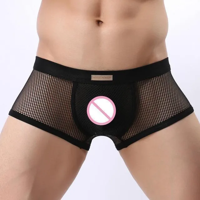 Underwear Men's Breathable Mesh Hollow Boxer Shorts