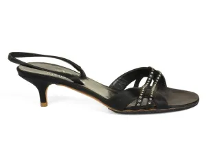 Valentino Black Satin Slingbacks