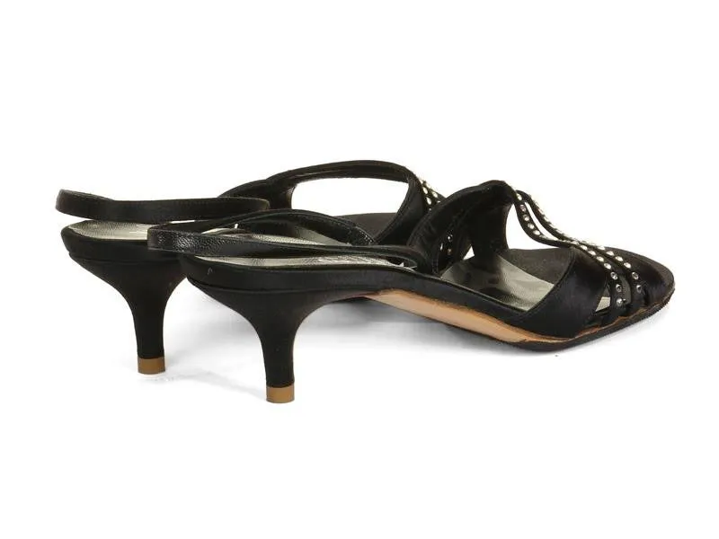 Valentino Black Satin Slingbacks