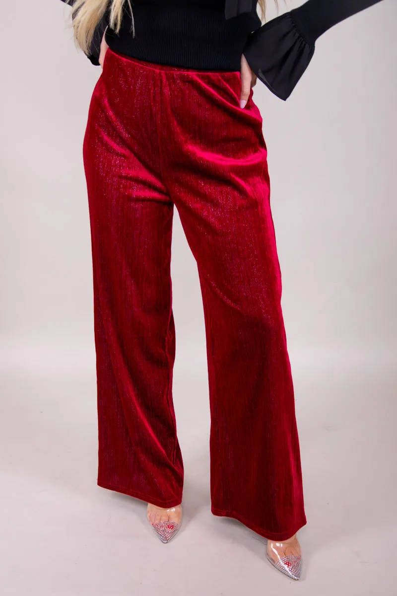 Velvet Sparkle Festive Flares - Burgundy