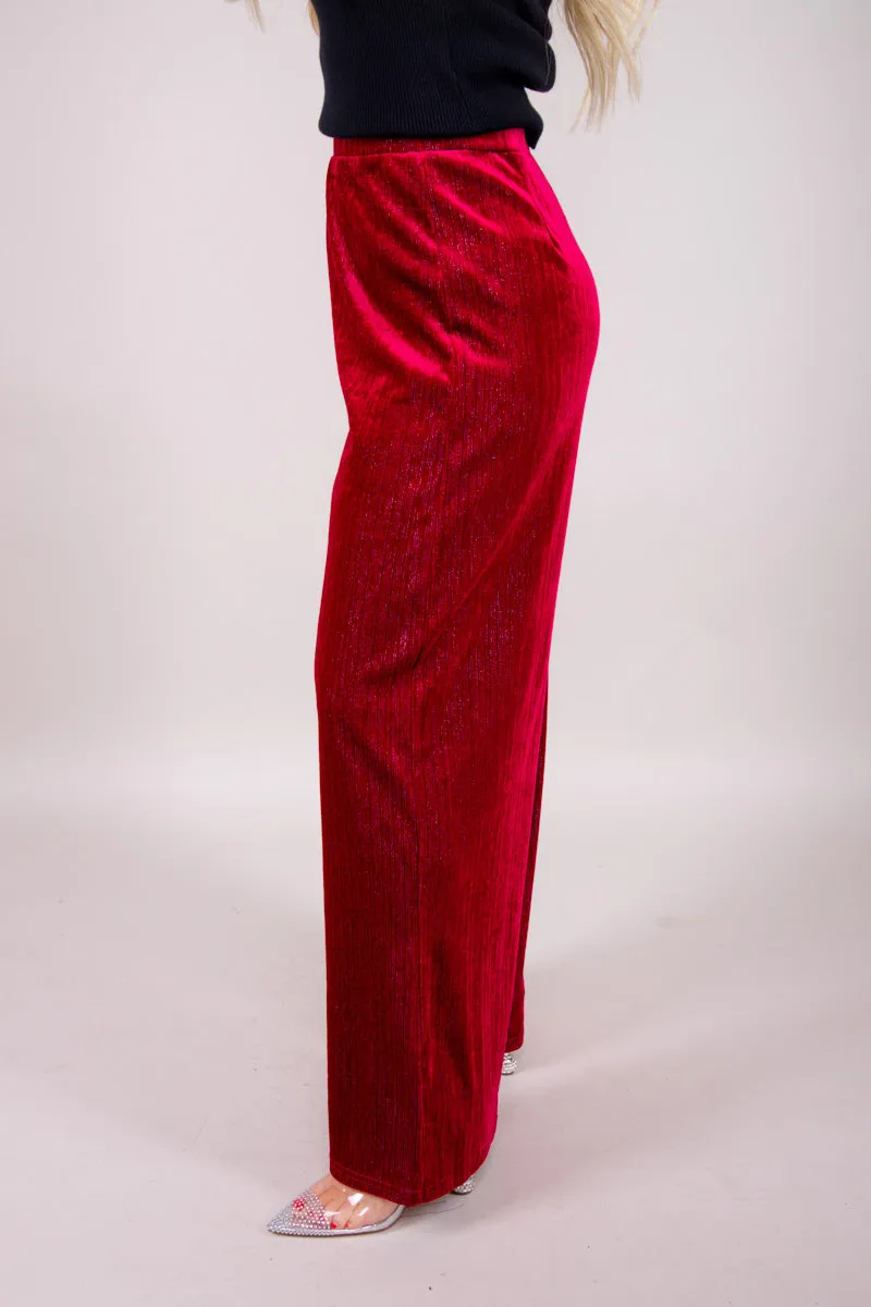 Velvet Sparkle Festive Flares - Burgundy