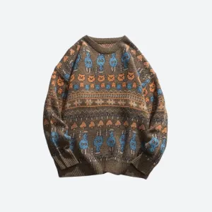 Vintage Animal Figures Knitted Sweater