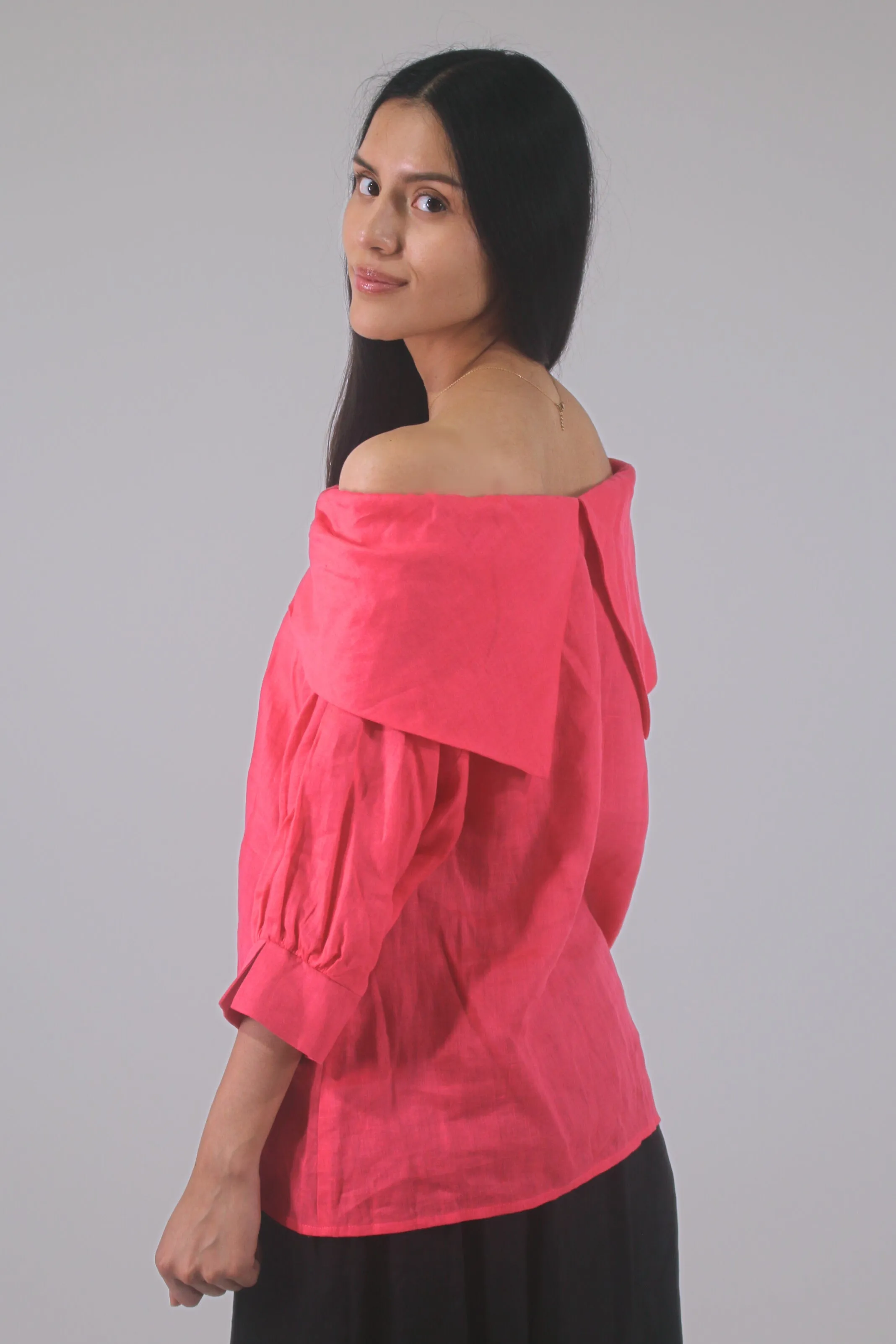 Vivian 100% Linen Off-The-Shoulder Blouse