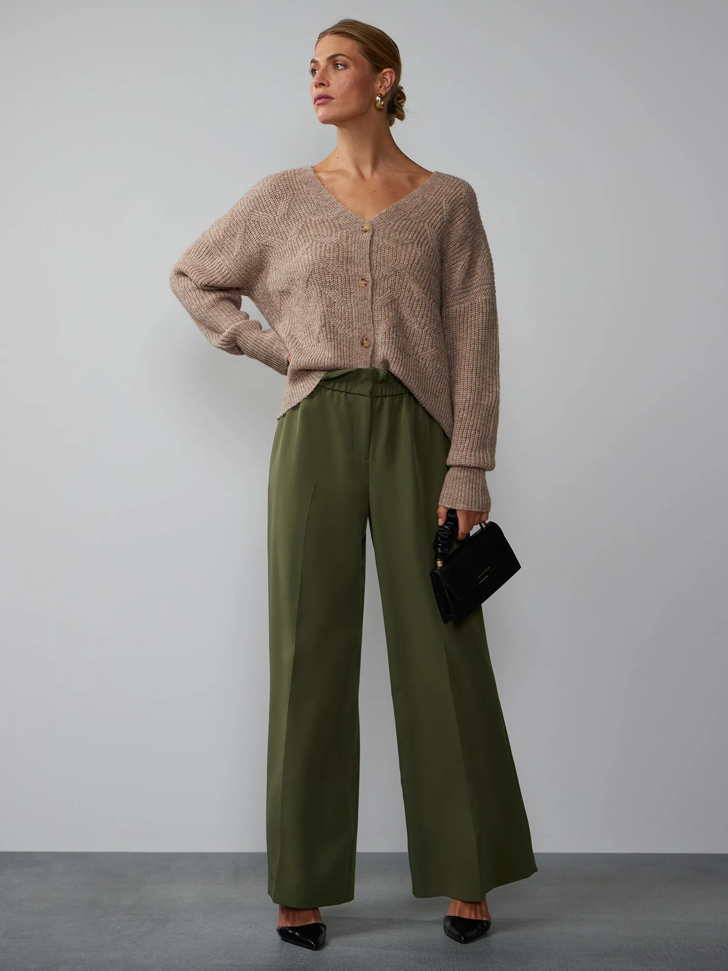 Wide Leg Paperbag Waist Pant