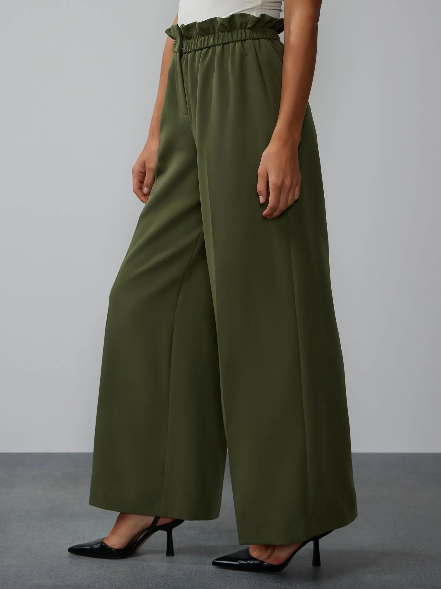 Wide Leg Paperbag Waist Pant