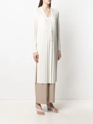 Wide Ribbed Long Cardigan - Ivory