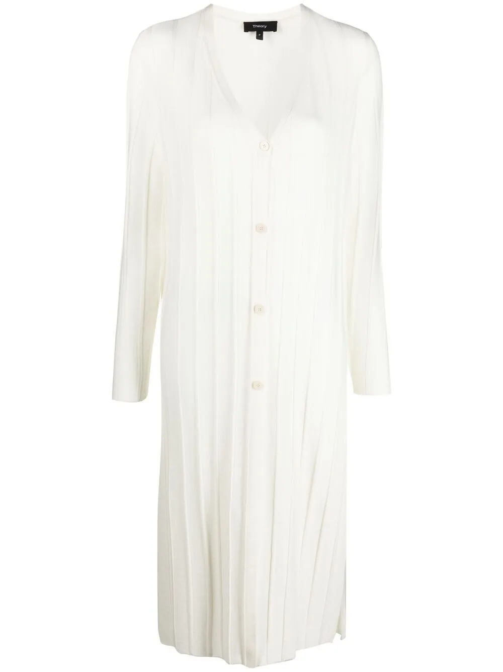 Wide Ribbed Long Cardigan - Ivory