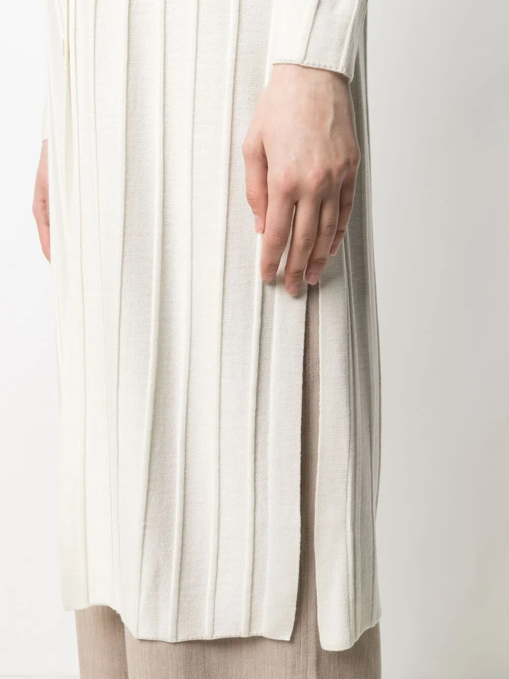 Wide Ribbed Long Cardigan - Ivory