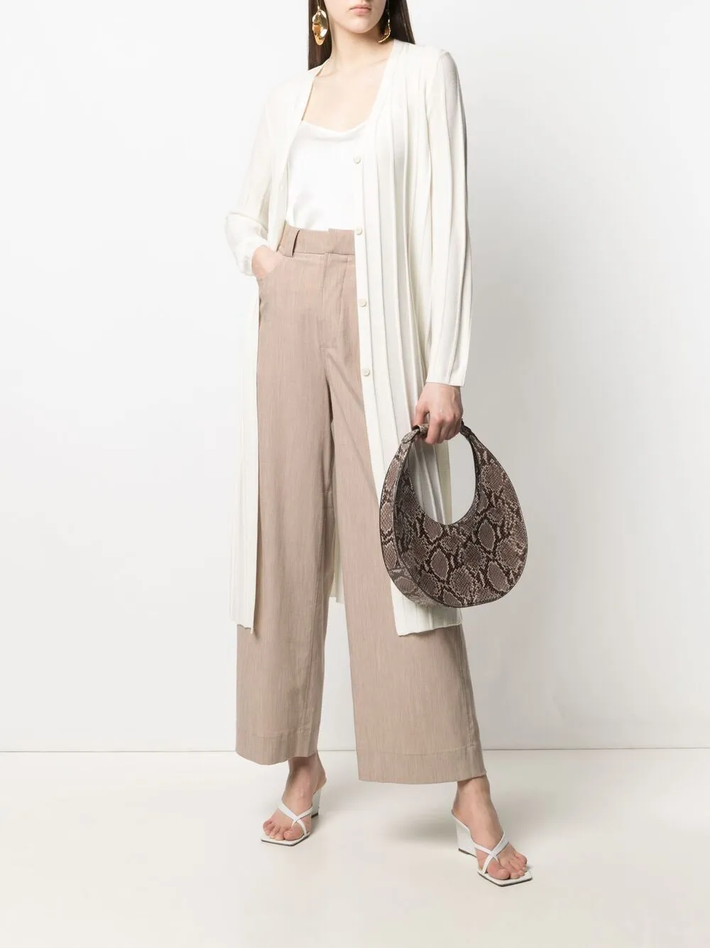 Wide Ribbed Long Cardigan - Ivory