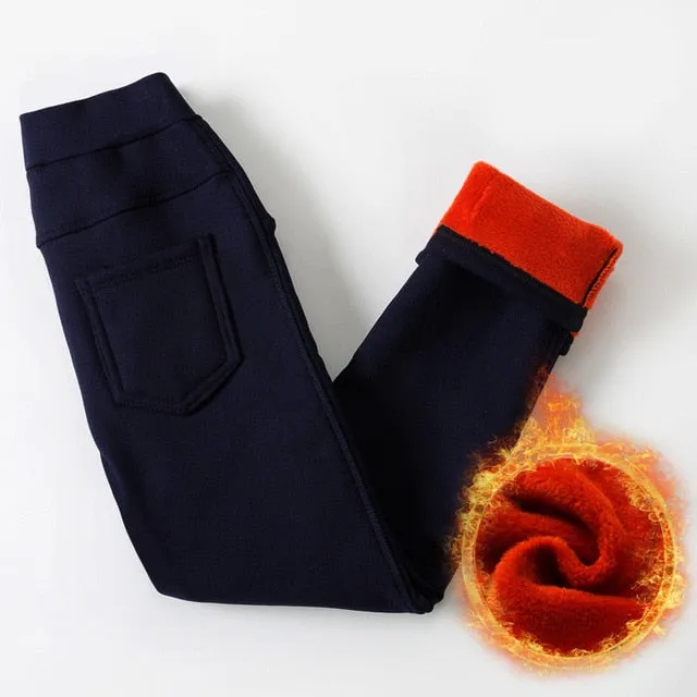 Winter Leggings - Velvet Pants Thicken Warm Long Trousers for Kids