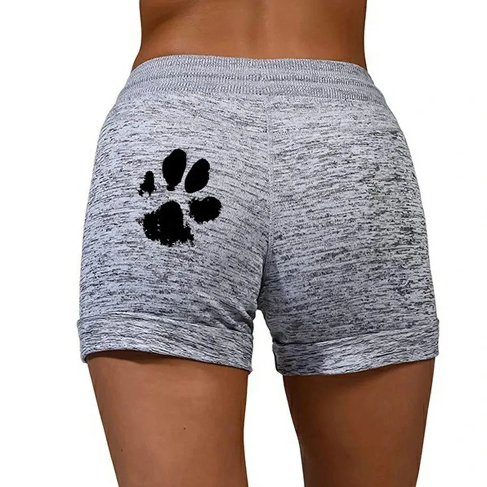 Women Summer Plus Size Shorts Cats Claw Print Drawstring Short Pants Loose Sports Fitness Breathable Shorts