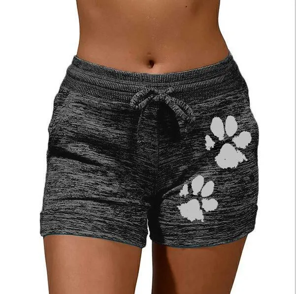 Women Summer Plus Size Shorts Cats Claw Print Drawstring Short Pants Loose Sports Fitness Breathable Shorts