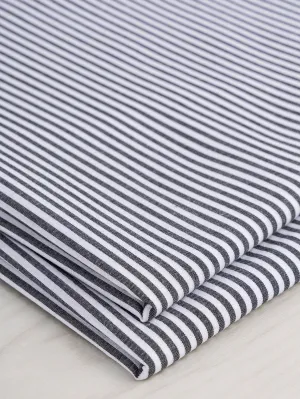 Yarn Dyed Pinstripe Cotton Shirting - White   Black