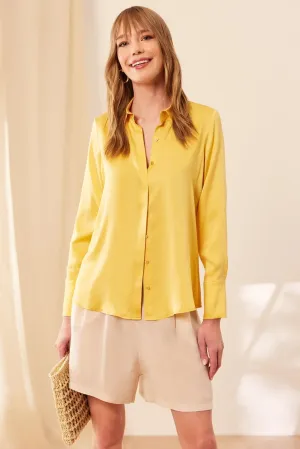 Yellow Pure Silk Audrey Women's Shirt