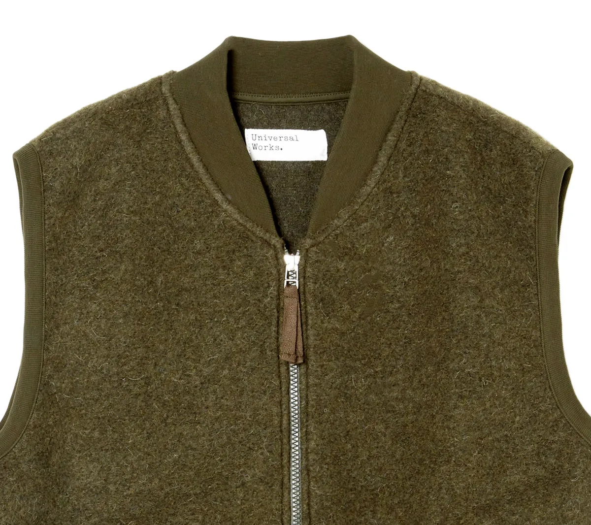 Zip Waistcoat | Olive Wool Fleece